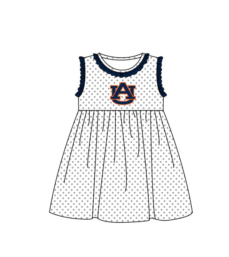 2.2 Custom Order Moq 3 Baby Girl Sleeveless AU Polka Dots Team Knee Length Dresses