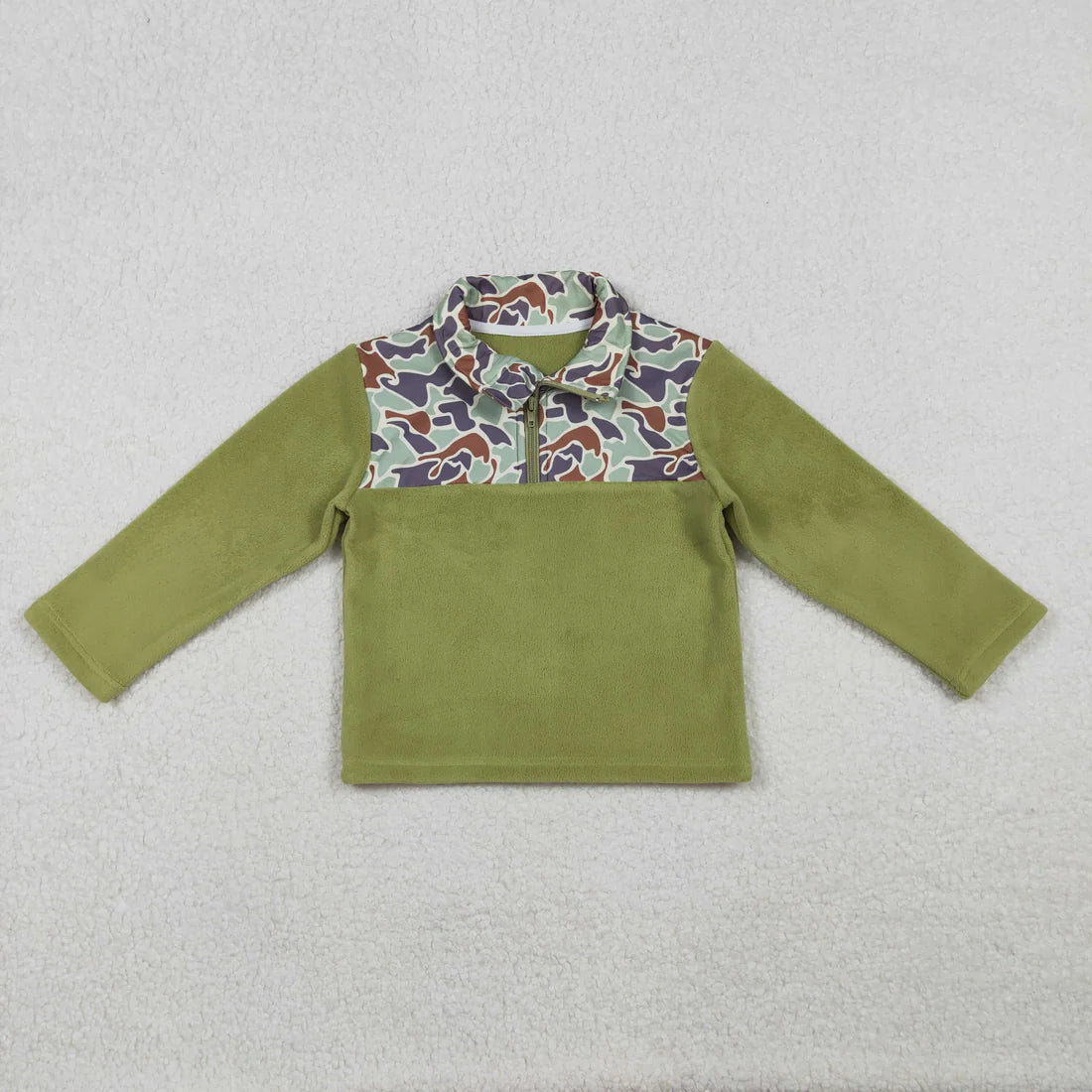 10.22 BT1308 Baby Boys Western Green Camo Zipper Pullovers Top