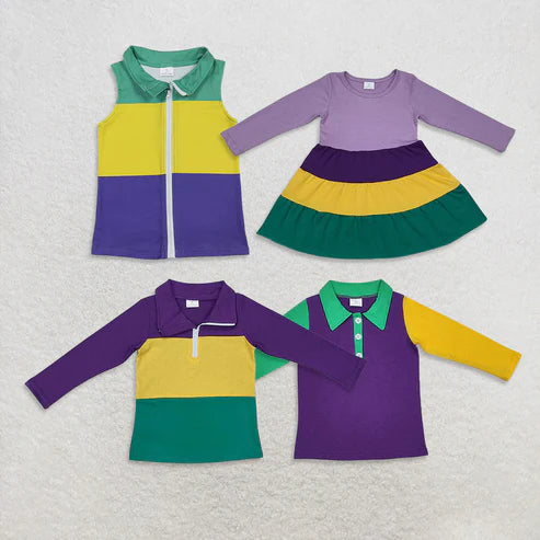 10.31 Sibling Baby Boys Girls Mardigras Pullovers Jacket Tops Knee Length Dresses
