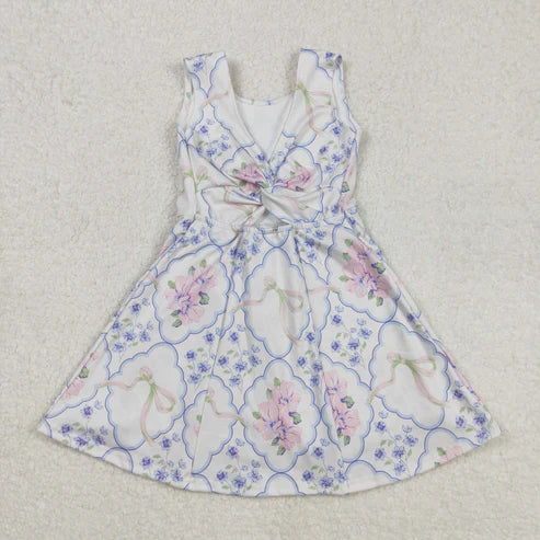 L-3.8 GSD1864 Baby Girls Pink Flowers Bows Athletic Dress