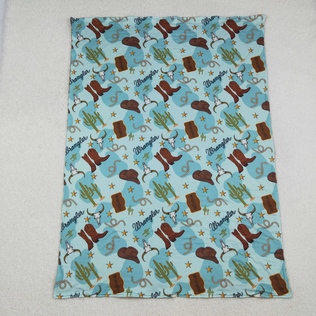 10.16 BL0175 Baby Toddler Children Western Boots Cactus Minky Blanket