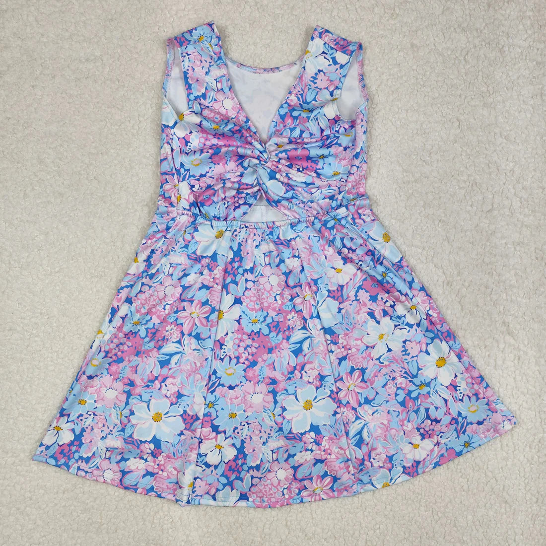 L-3.7 GSD1845 Baby Girls Purple Flowers Sleeveless Athletic Dress