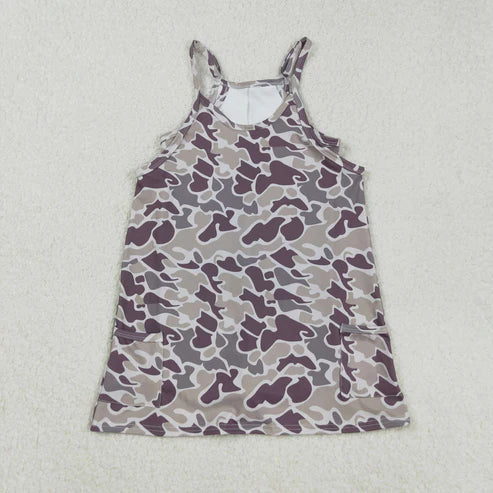 9.1 GSD2719 Baby Girls Strap Gray Camo Pockets Yoga Dress