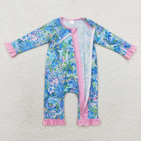 3.13 LR1339 RTS baby girl clothes floral girl winter romper-BAMBOO