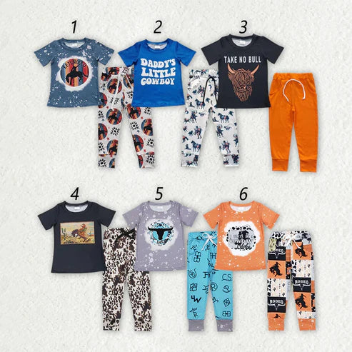 4.14 Sibling Baby Boys Western Shirt Jogger Pants Outfits Sets