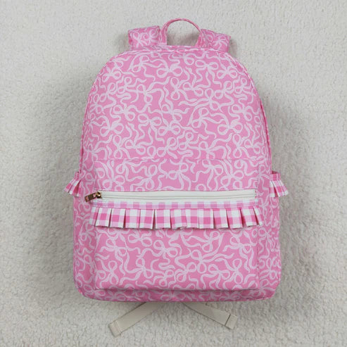 8.13 BA0308 Baby Girls Pink Bows Plaid Ruffle School Bags