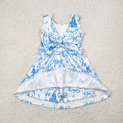 4.29 GSD2200 Baby Girls Blue Castles Yoga Skort Knee Length Dress