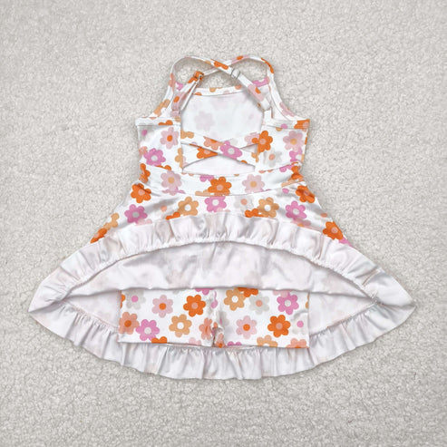 4..30 GSD2282 Baby Girls Strap Colorful Daisy Yoga Ruffle Knee Length Dress