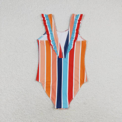 S0341 Colorful striped one-piece swimsuit