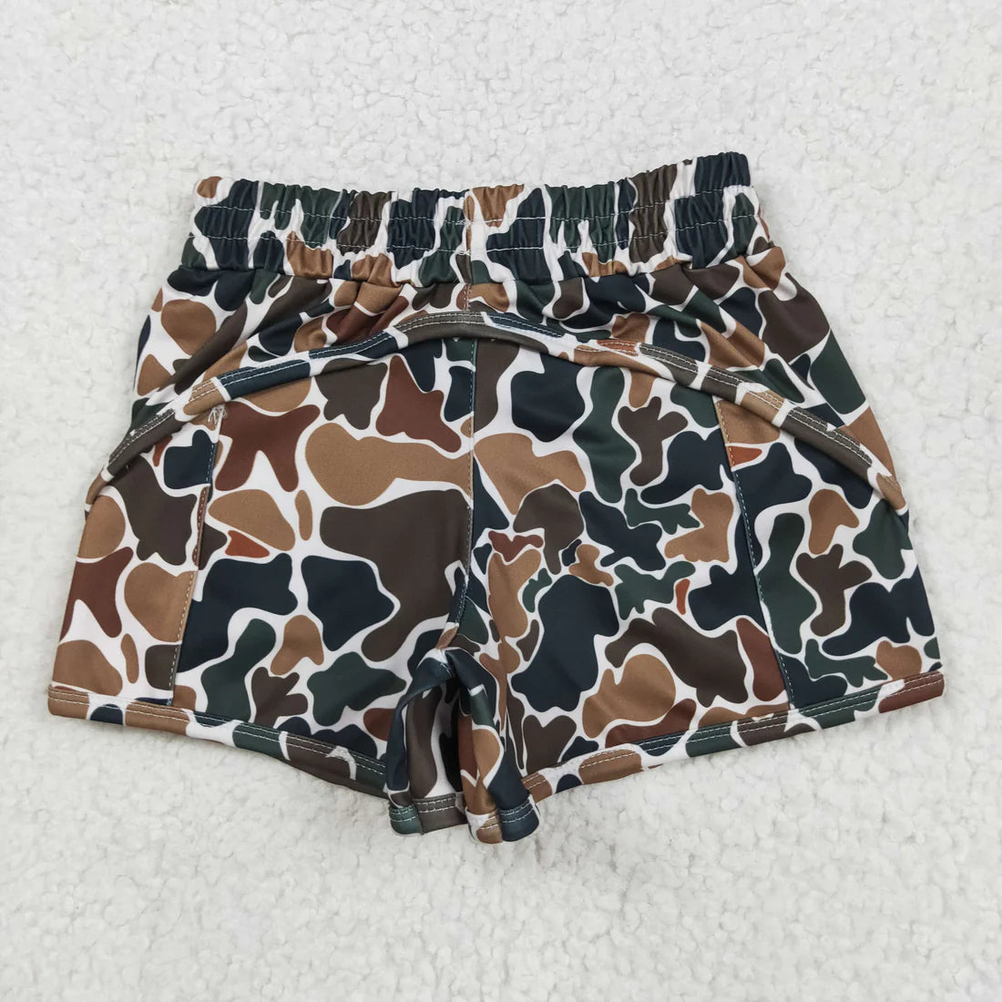 6.2 SS0465 Baby Girls Dark Brown Camo Yoga Shorts Bottoms