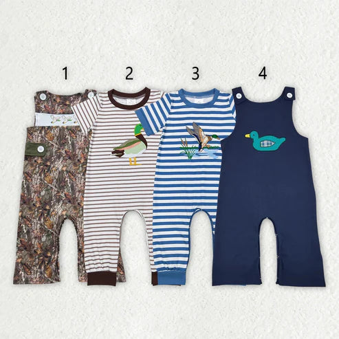 5.3 Sibling Baby Boys Camo Ducks Hunting Rompers