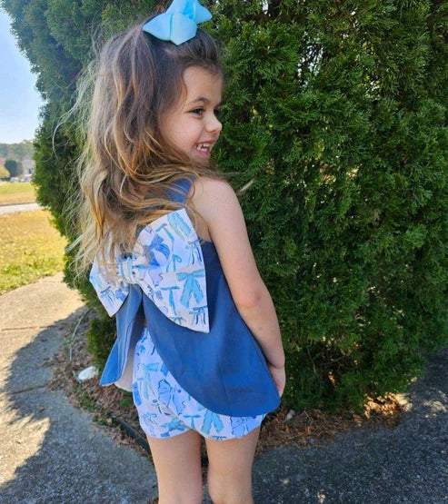 5.10 GSSO2632 Baby Girls Blue Sleeveless Bows Tunic Short Set Preorder