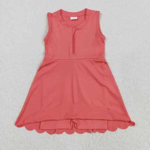 5.21 GSD2091 Baby Girls Coral Yoga Zip Active Wear Skort Knee Length Dress