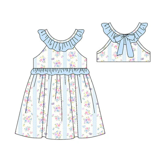 12.26 MOQ:5pcs GSD3481 pre-order toddler girl clothes flower print girl summer dress