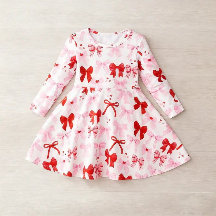 12.5 MOQ:5pcs GLD1553 pre-order toddler girl clothes bows print girl Valentine dress