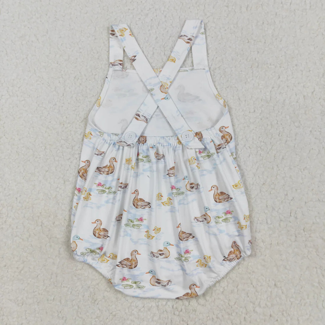 5.15 SR3029 Baby Boys Strap Ducks Bubble Romper