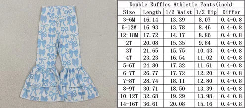 12.3 P0886 Baby Girls Blue Bows Plaid Yoga Bell Bottom Pants