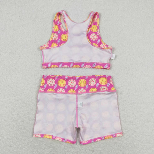 GT0520+ SS0217 Lightning rose red sleeveless top shorts yoga suit