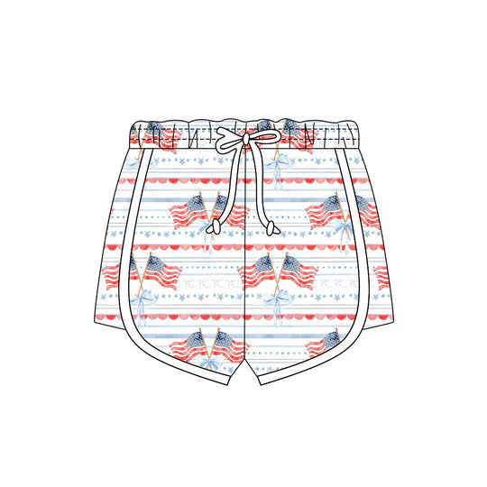 12.26 MOQ:5pcs SS0781 pre-order baby girl clothes flag print girl 4th of July summer shorts