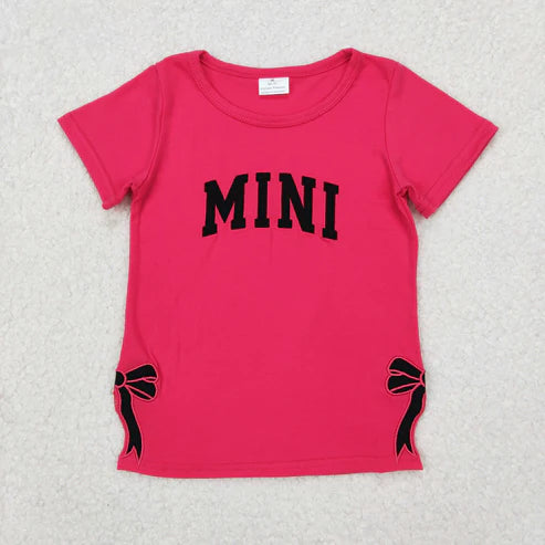 3.30 GT0917 Embroidery Baby Girls Mini Bow Tee Shirts Tops