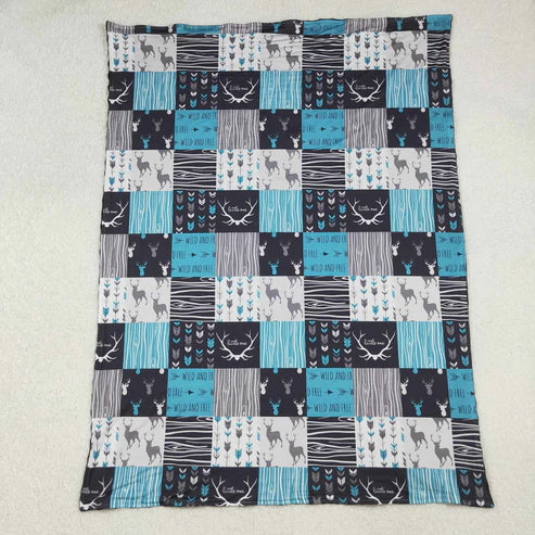 10.10 BL0074 Baby Kids Deer Hunting Checked Western Blanket