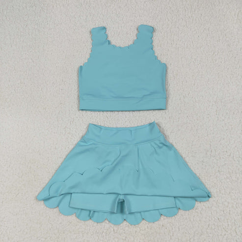 7.1 GSD2096 Baby Girls Aqua Yoga Vest Skirt Active Wear Clothes Set