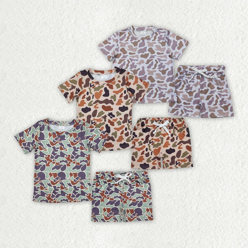 5.2 Sibling 3 Colors Baby Boys Camouflage Hunting Shirt Shorts Outfits Sets