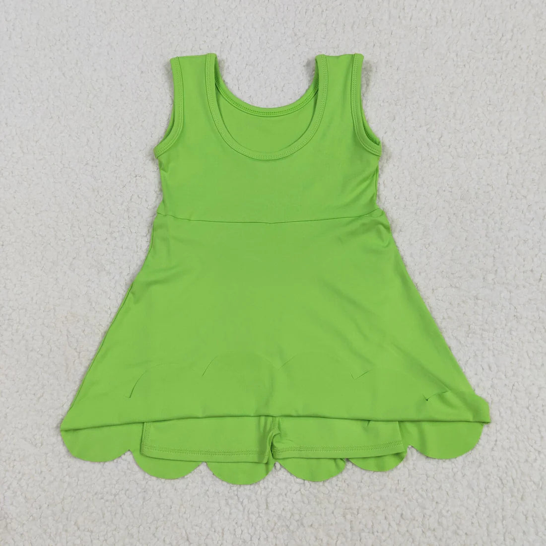 6.2 GSD2351 Baby Girls Green Sleeveless Yoga Active Knee Length Dress