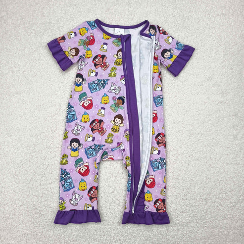 5.3 SR2870 Baby Infant Girls Cartoon Princess Zip Romper