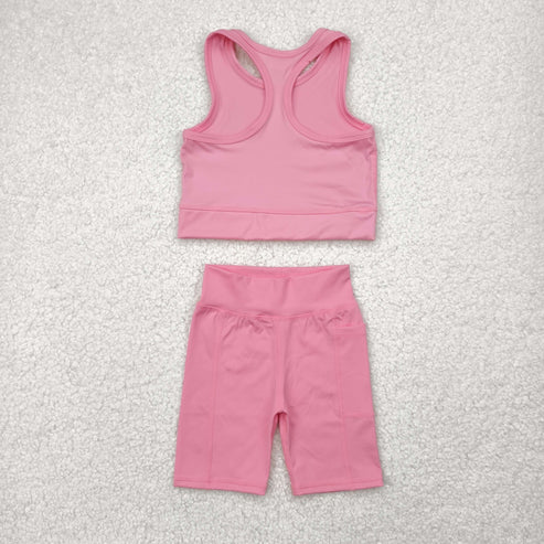 4.29 GSSO1516 Baby Girls Coral Athletic Active Wear Top Shorts Clothes Set