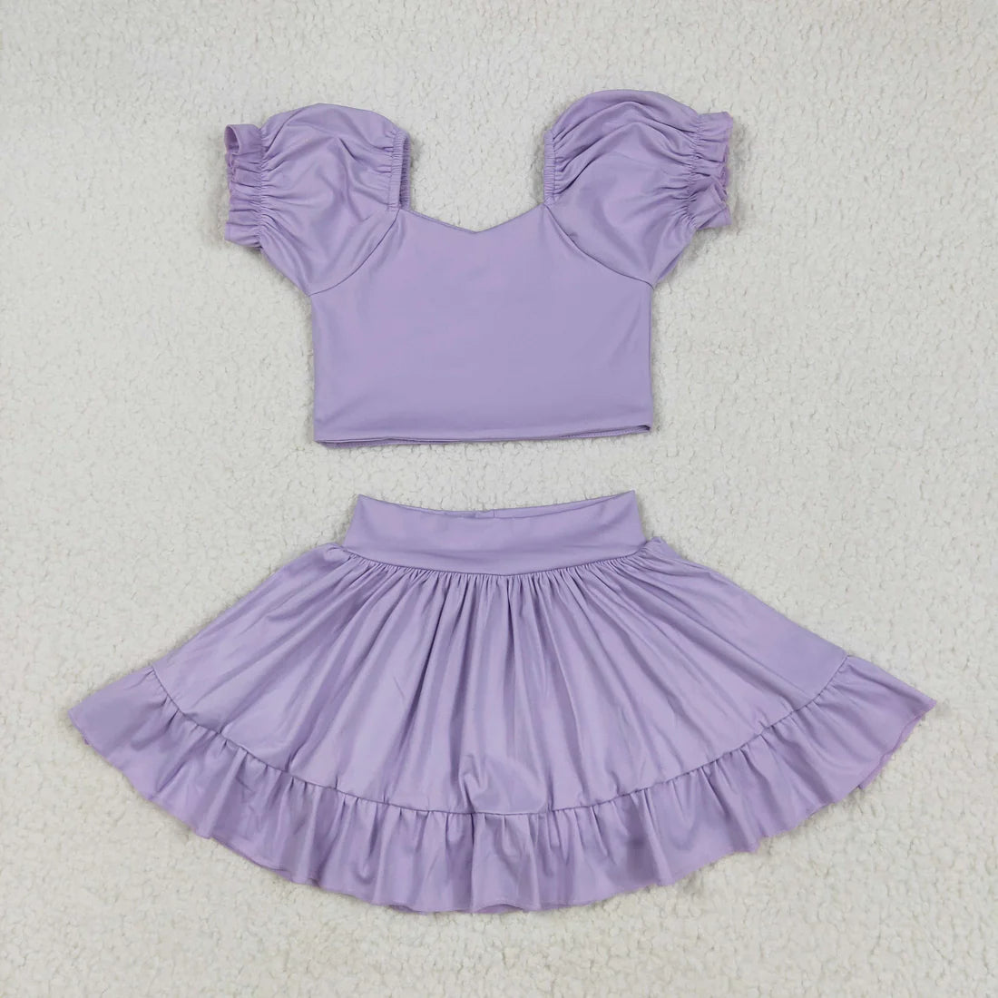 5.15 GSD2099 Baby Girls Lavender Yoga Shirt Skirt Active Wear Clothes Set