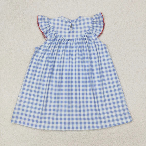 3.26 GSD1817 Baby Girls 4th Of July Flags Smocked Knee Length Dress