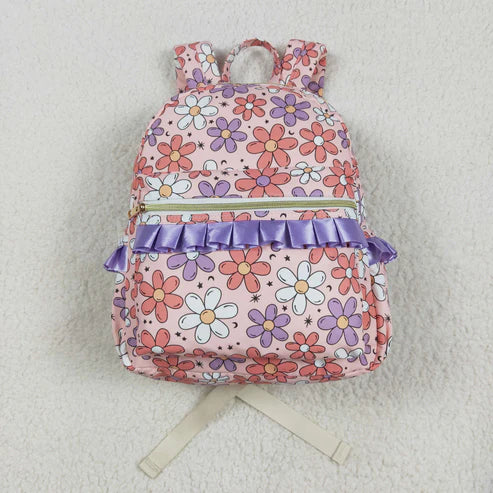 5.2 BA0240 Baby Kids Girls Pink Flowers Backpack Zip Back Bag