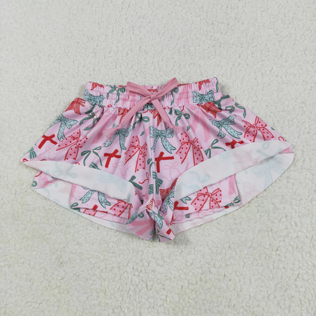 6.2 SS0578 Baby Girls Pink Green Bows Summer Shorts Bottoms