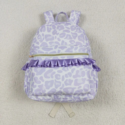 5.2 BA0239 Baby Kids Girls Lavender Leopard Backpack Zip Back Bag