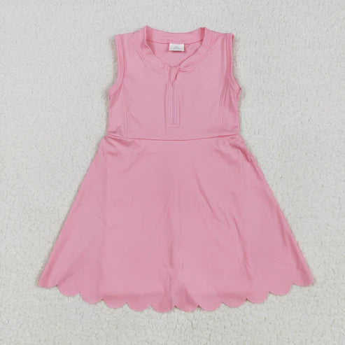 5.9 GSD2087 Girls Pink Yoga Zip Active Wear Skort Knee Length Dress