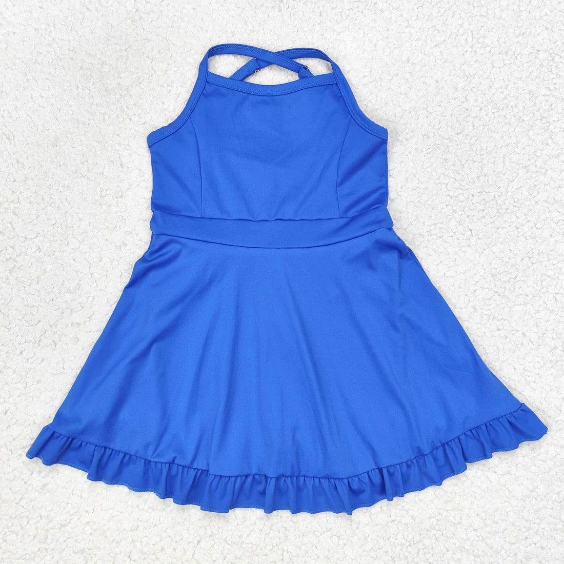L-3.6 S0445 Solid blue tracksuit dress swimsuit
