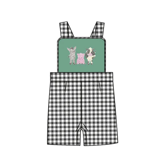 12.29 MOQ:5pcs SR3867 pre-order baby boy clothes farm animal print toddler boy summer romper