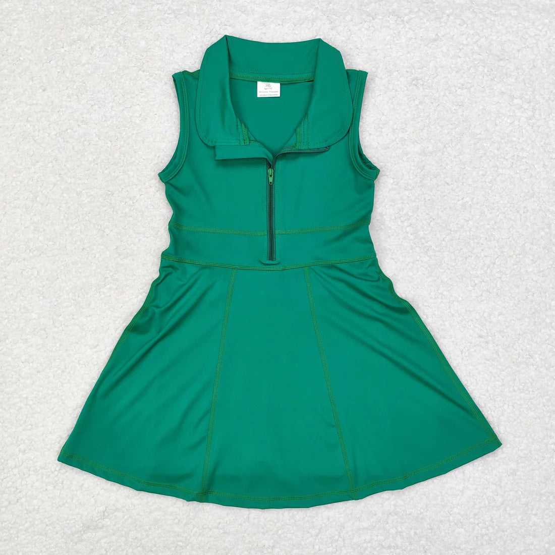 L-3.3 GSD1380 Solid color green zipper yoga dress Sleeveless dress
