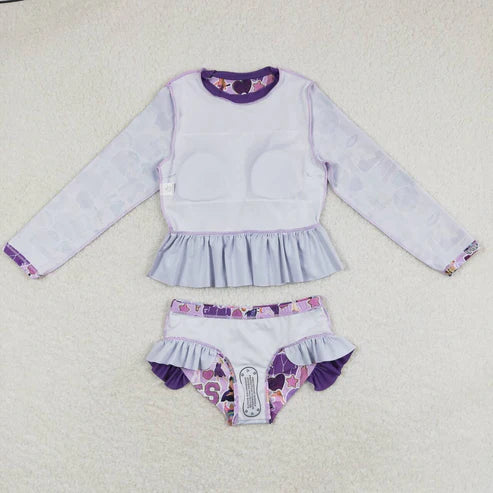 S0294 Country music singer's rainbow purple lace long-sleeved bathing suit