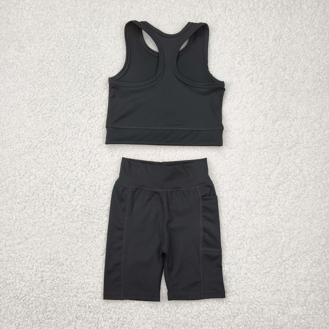 4.19 GSSO1517 Baby Girls Black Athletic Active Wear Top Shorts Clothes Set