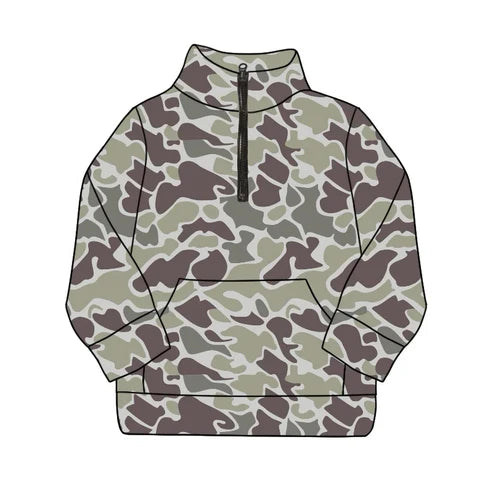 6.4 GT0827 Adult Women Dark Grey Camo Long Sleeve Tee Shirts Zip Pullovers Tops Preorder