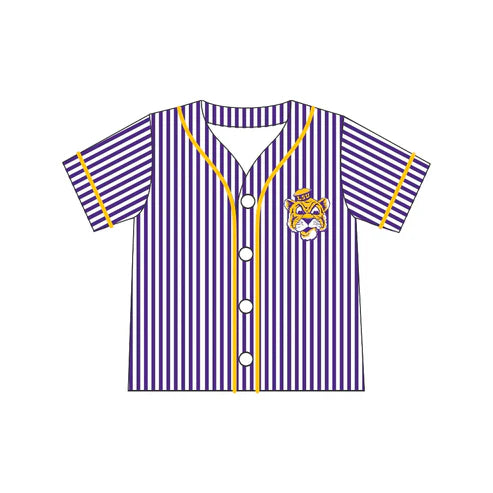 5.2 Baby Boys Tiger Baseball Team Purple Stripes Shirt Preorder(moq 3)