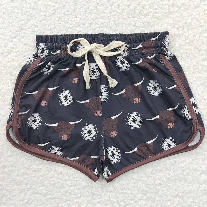9.3 SS0087 Baby Girls Western Black Cow Sports Summer Shorts