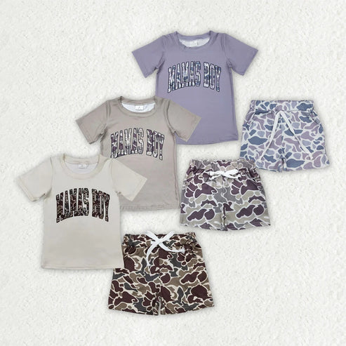 5.3 Sibling 3 Colors Baby Boys Mama's Boy Tops Camouflage Shorts Outfits