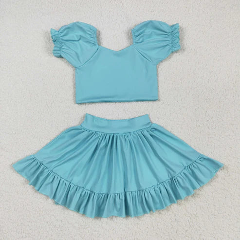 5.21 GSD2101 Baby Girls Aqua Yoga Shirt Skirt Active Wear Clothes Set