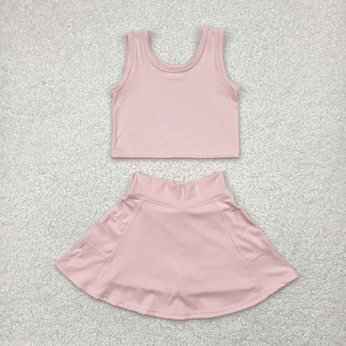 4.29 GSD1977 Baby Girls Pink Vest Top Sports Skorts Clothes Set