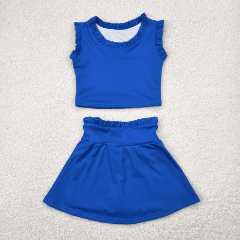 4.29 GSD2391 Baby Girls Hot Blue Sleeveless Top Skort Yoga Set