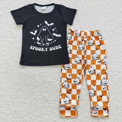 9.1 BT0247+P0167 Baby Boys Spooky Dude Halloween Pants Clothes Set