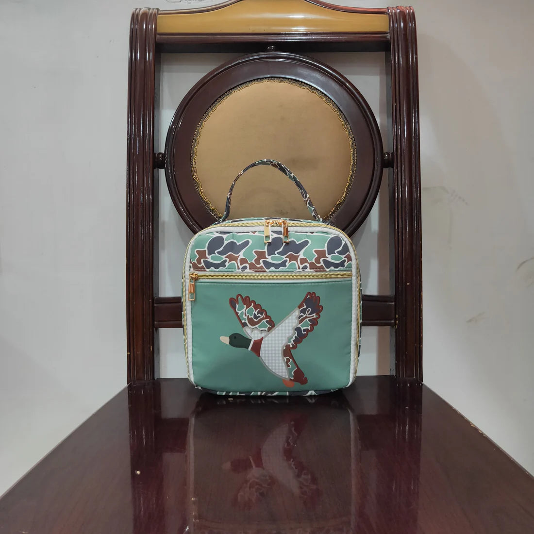 8.13 BA0270 Baby Kids Mallard Ducks Green Lunch Dinnder Picnic Box